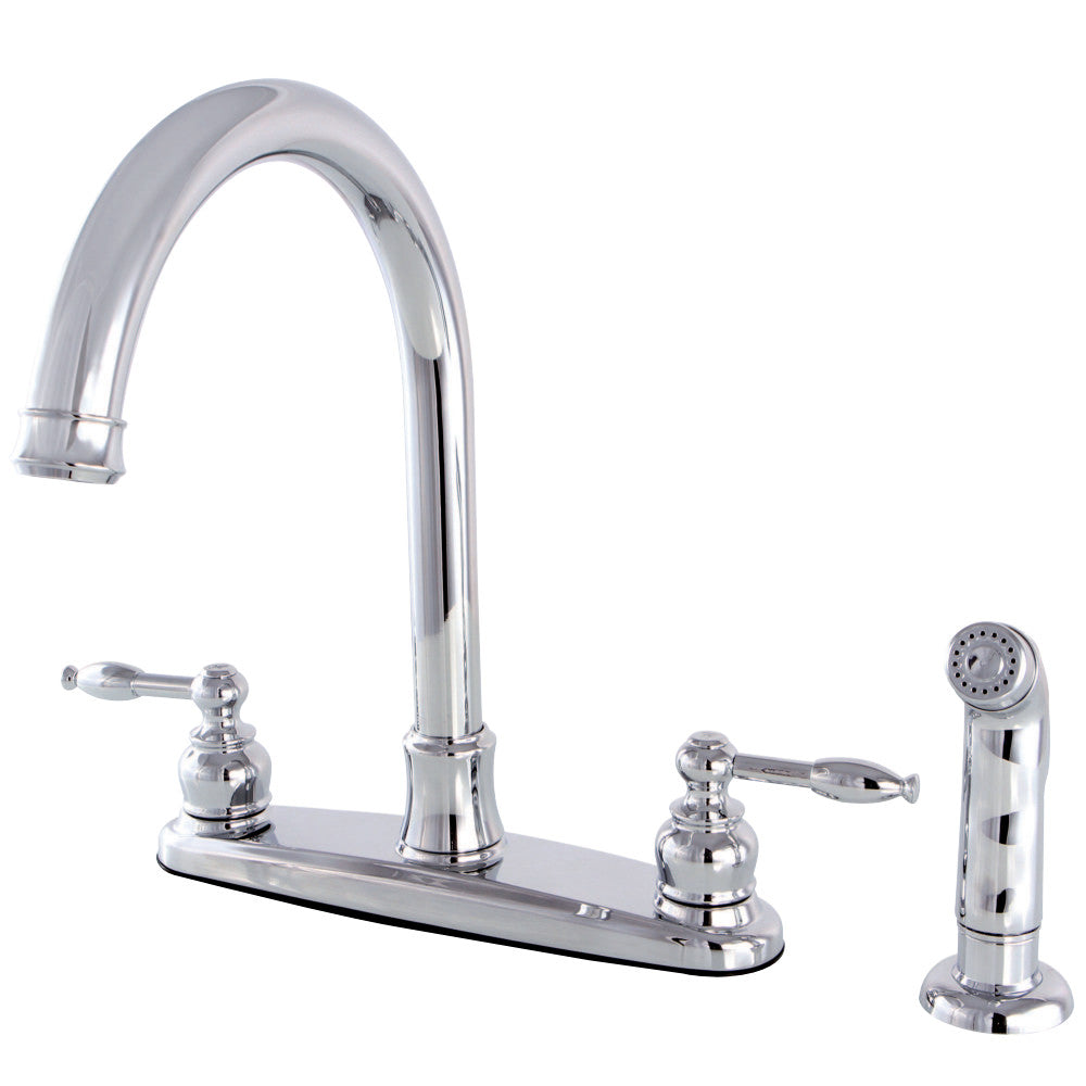 Kingston Brass FB7791KLSP Knight 8-Inch Centerset Kitchen Faucet with Sprayer, Polished Chrome - BNGBath