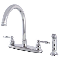 Thumbnail for Kingston Brass FB7791KLSP Knight 8-Inch Centerset Kitchen Faucet with Sprayer, Polished Chrome - BNGBath