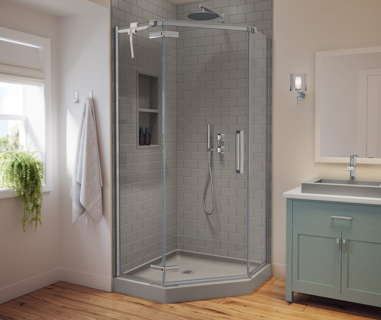 MTMK-9662-1 62 x 96 Swanstone Metro Subway Tile Glue up Bathtub and Shower Single Wall Panel  - BNGBath