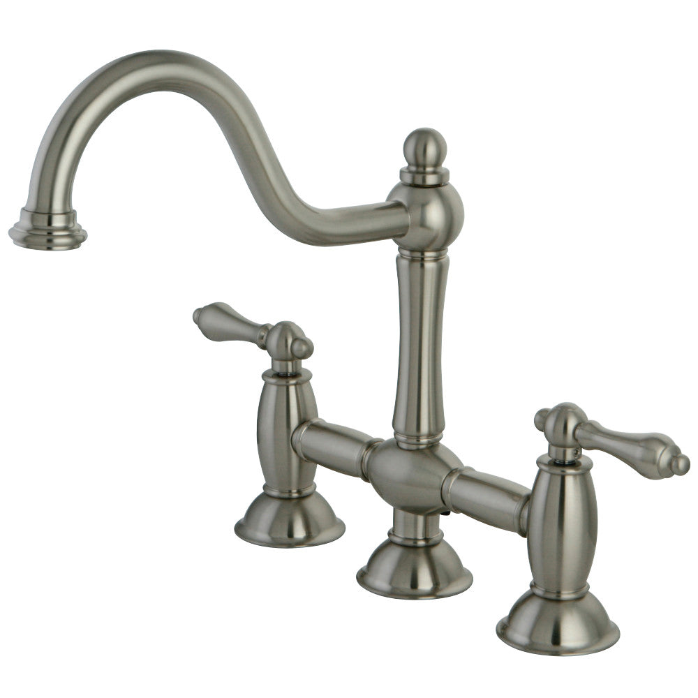 Kingston Brass KS3788AL Restoration Bridge Kitchen Faucet, Brushed Nickel - BNGBath