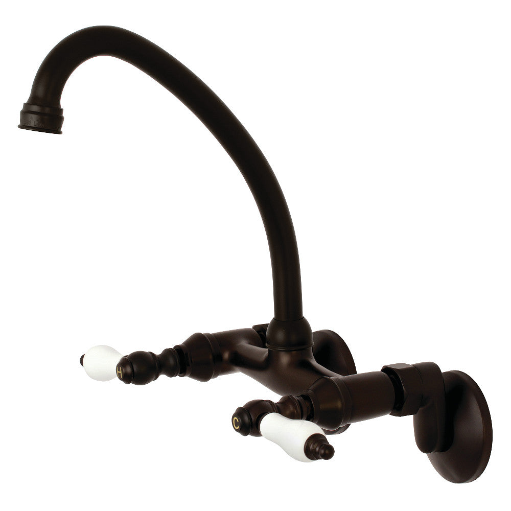 Kingston Brass KS514ORB Kingston Two Handle Wall Mount Kitchen Faucet, Oil Rubbed Bronze - BNGBath