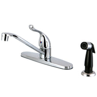 Thumbnail for Kingston Brass FB5571YL Yosemite Single Handle 8-Inch Centerset Kitchen Faucet with Sprayer, Polished Chrome - BNGBath