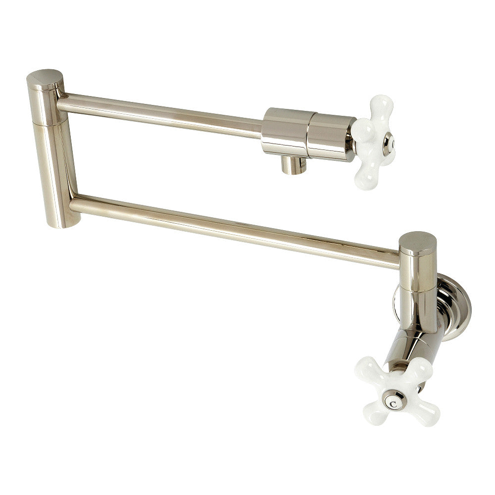 Kingston Brass KS4106PX Metropolitan Wall Mount Pot Filler, Polished Nickel - BNGBath