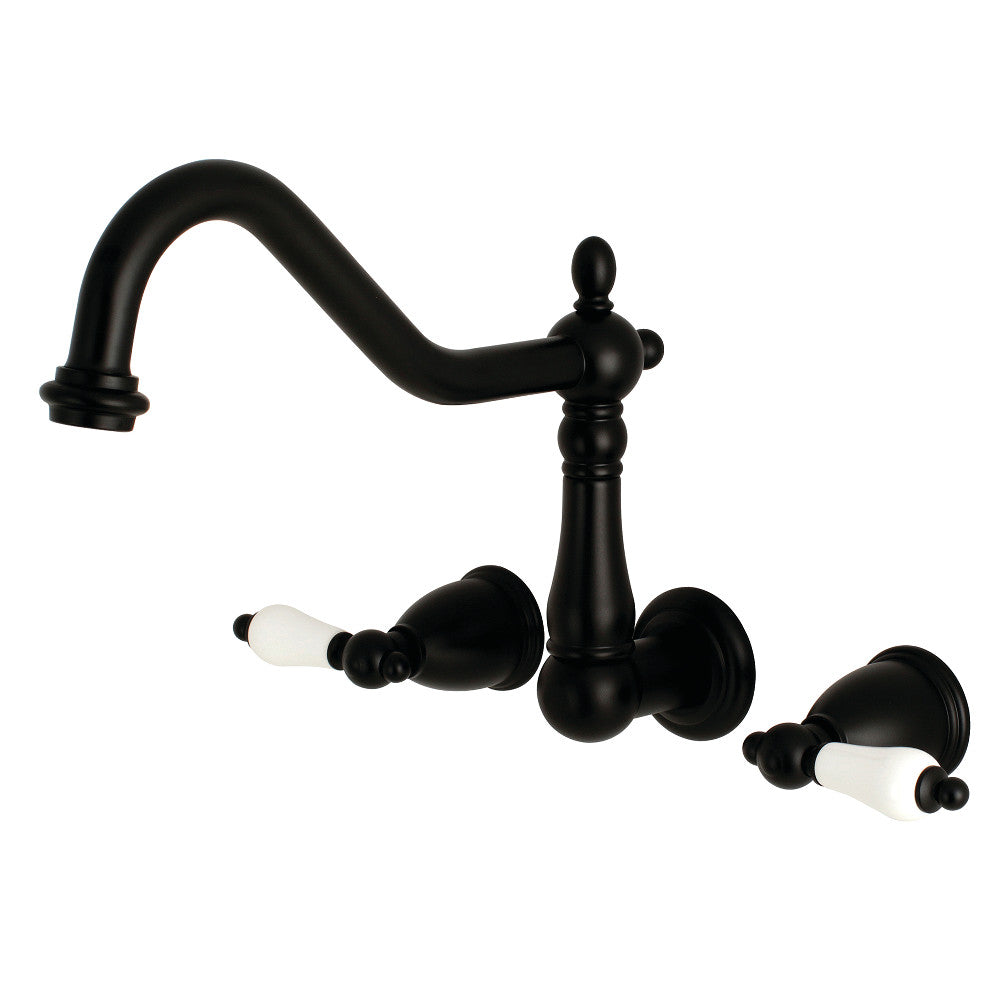 Kingston Brass KS1280PL Wall Mount Kitchen Faucet, Matte Black - BNGBath