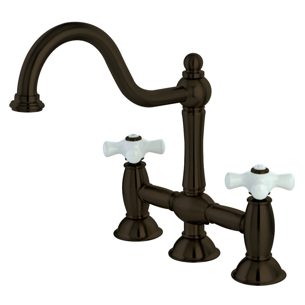 Kingston Brass KS3785PX Restoration Bridge Kitchen Faucet, Oil Rubbed Bronze - BNGBath