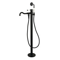 Thumbnail for Kingston Brass KS7130DPL Paris Freestanding Tub Faucet with Hand Shower, Matte Black - BNGBath