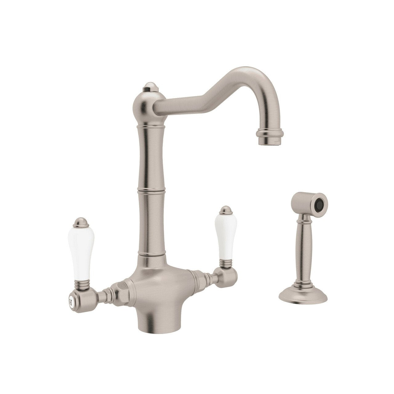 ROHL Acqui Single Hole Column Spout Kitchen Faucet with Sidespray - BNGBath