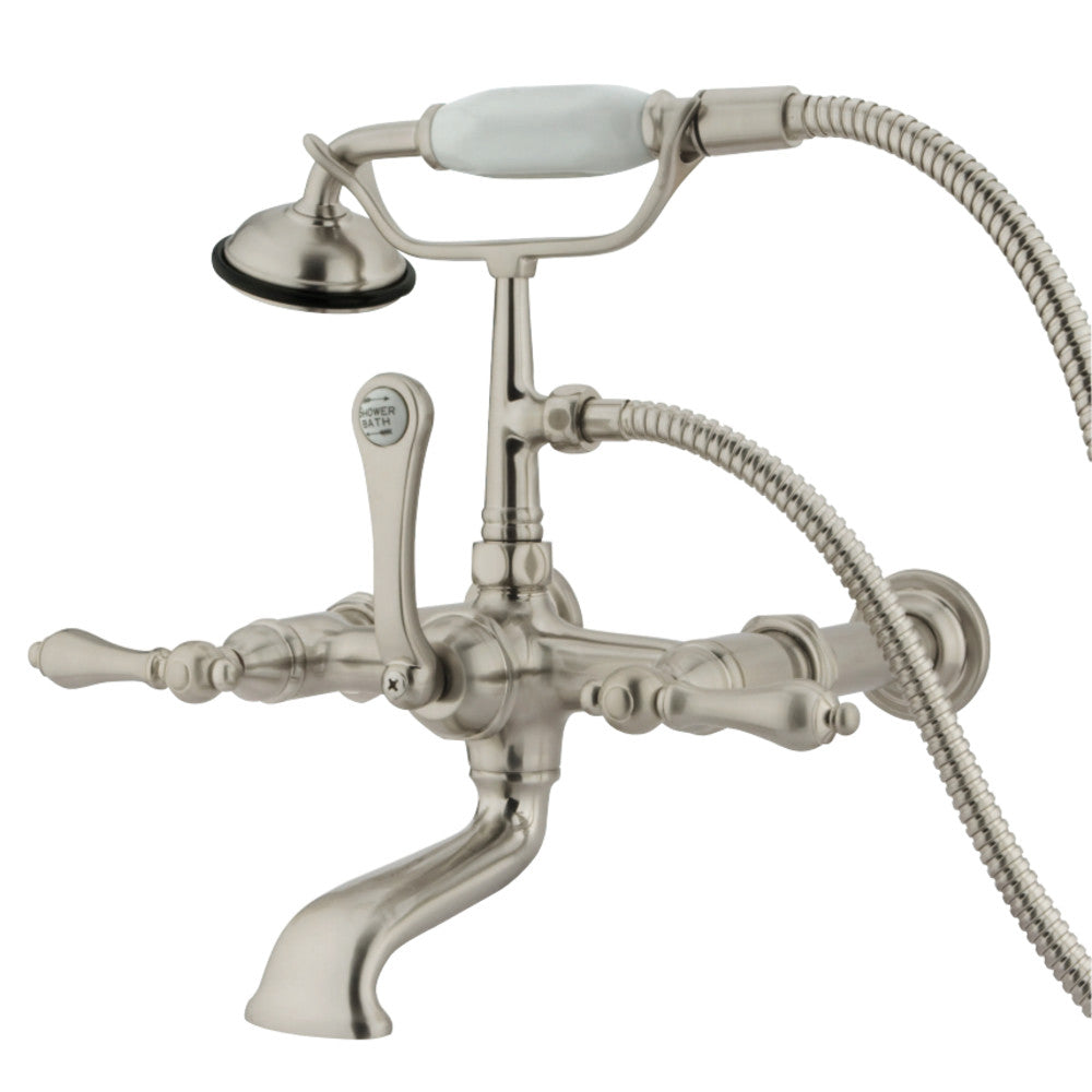 Kingston Brass CC541T8 Vintage 7-Inch Wall Mount Tub Faucet with Hand Shower, Brushed Nickel - BNGBath