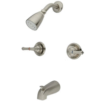 Thumbnail for Kingston Brass KB248 Magellan Two Lever Handle Operation Tub & Shower Faucet, Brushed Nickel - BNGBath