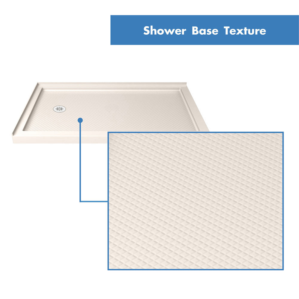 DreamLine Flex 36 in. D x 60 in. W x 74 3/4 in. H Semi-Frameless Pivot Shower Enclosure and SlimLine Shower Base Kit - BNGBath