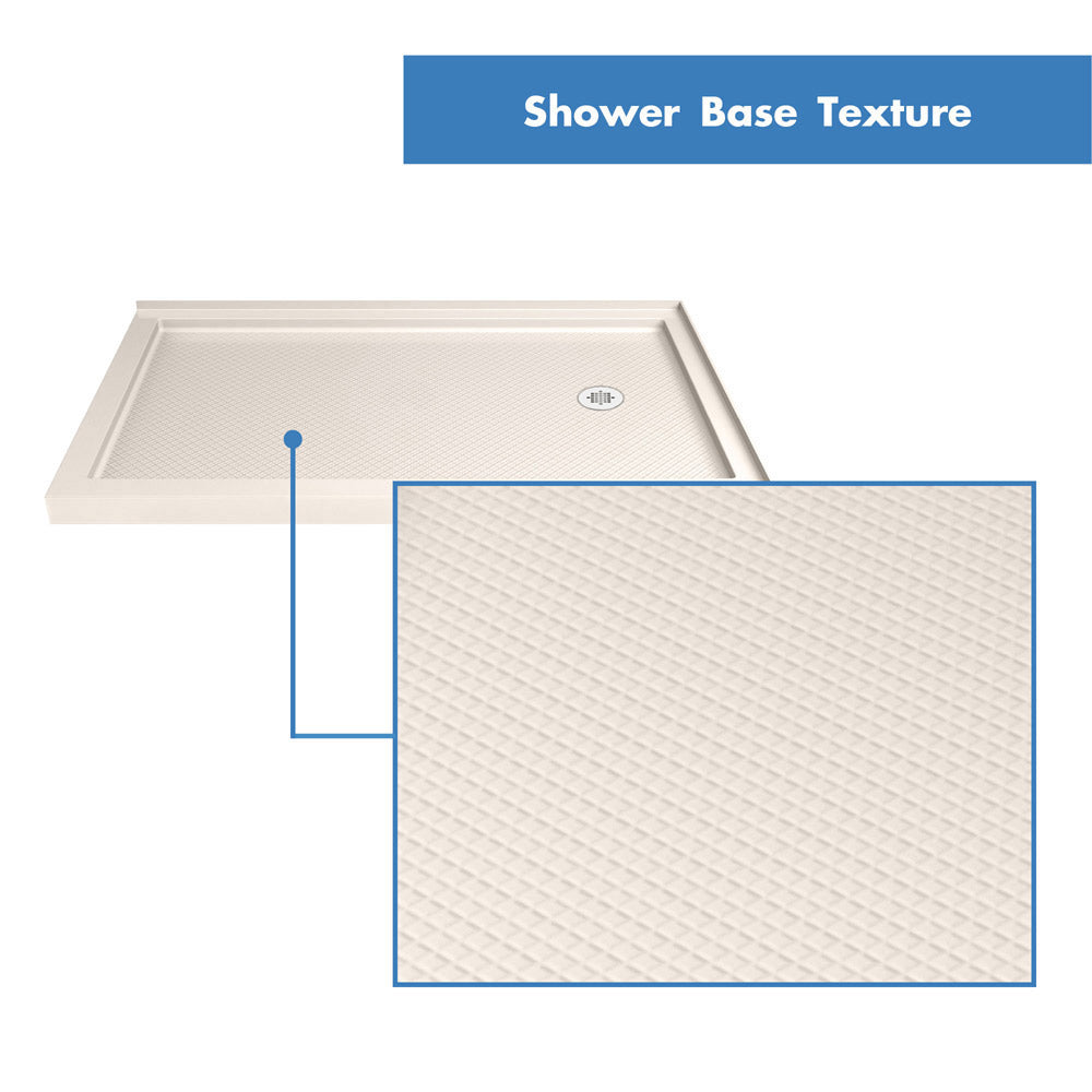 DreamLine Flex 36 in. D x 48 in. W x 74 3/4 in. H Semi-Frameless Pivot Shower Enclosure and SlimLine Shower Base Kit - BNGBath