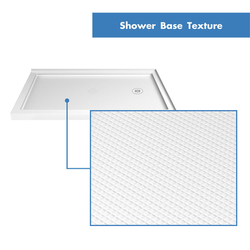 DreamLine Flex 36 in. D x 48 in. W x 74 3/4 in. H Semi-Frameless Pivot Shower Enclosure and SlimLine Shower Base Kit - BNGBath