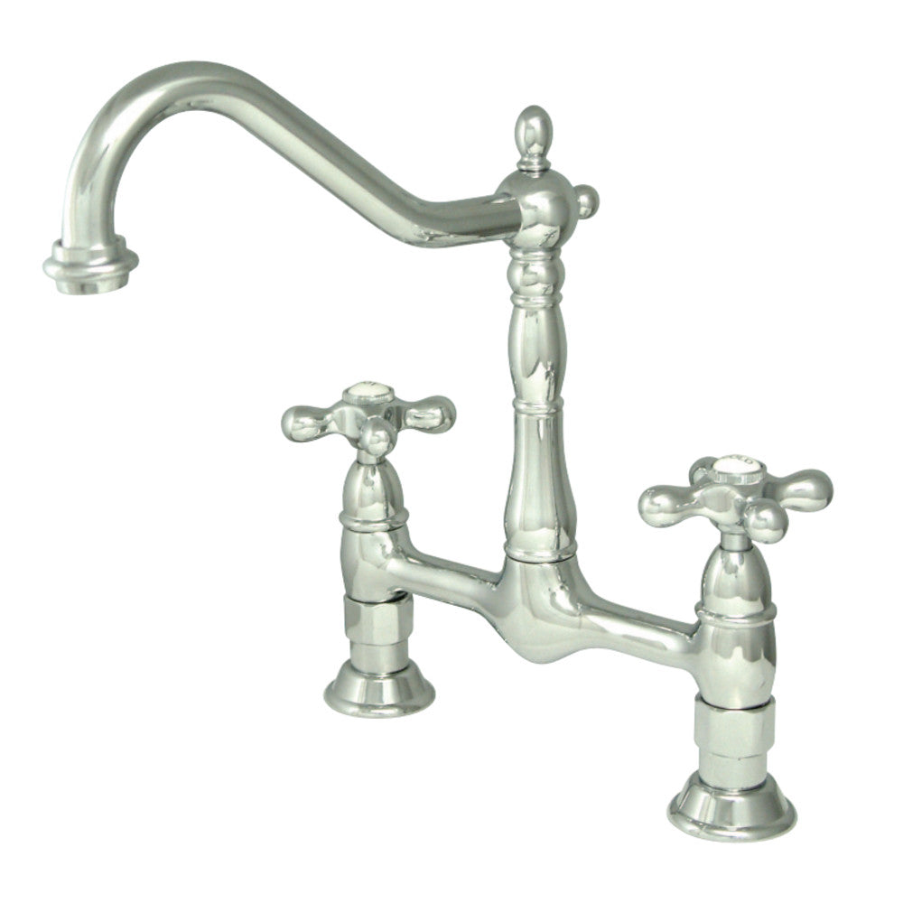 Kingston Brass KS1171AX Heritage Bridge Kitchen Faucet, Polished Chrome - BNGBath