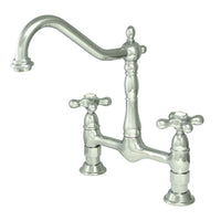 Thumbnail for Kingston Brass KS1171AX Heritage Bridge Kitchen Faucet, Polished Chrome - BNGBath