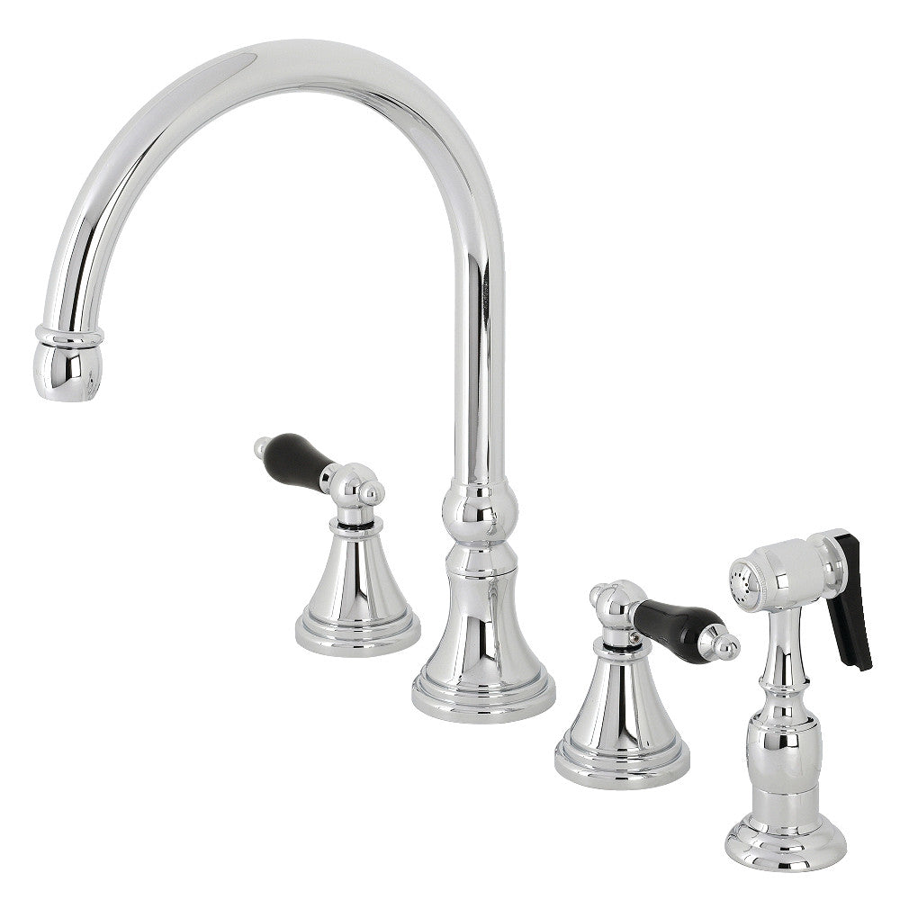 Kingston Brass KS2791PKLBS Duchess Widespread Kitchen Faucet with Brass Sprayer, Polished Chrome - BNGBath