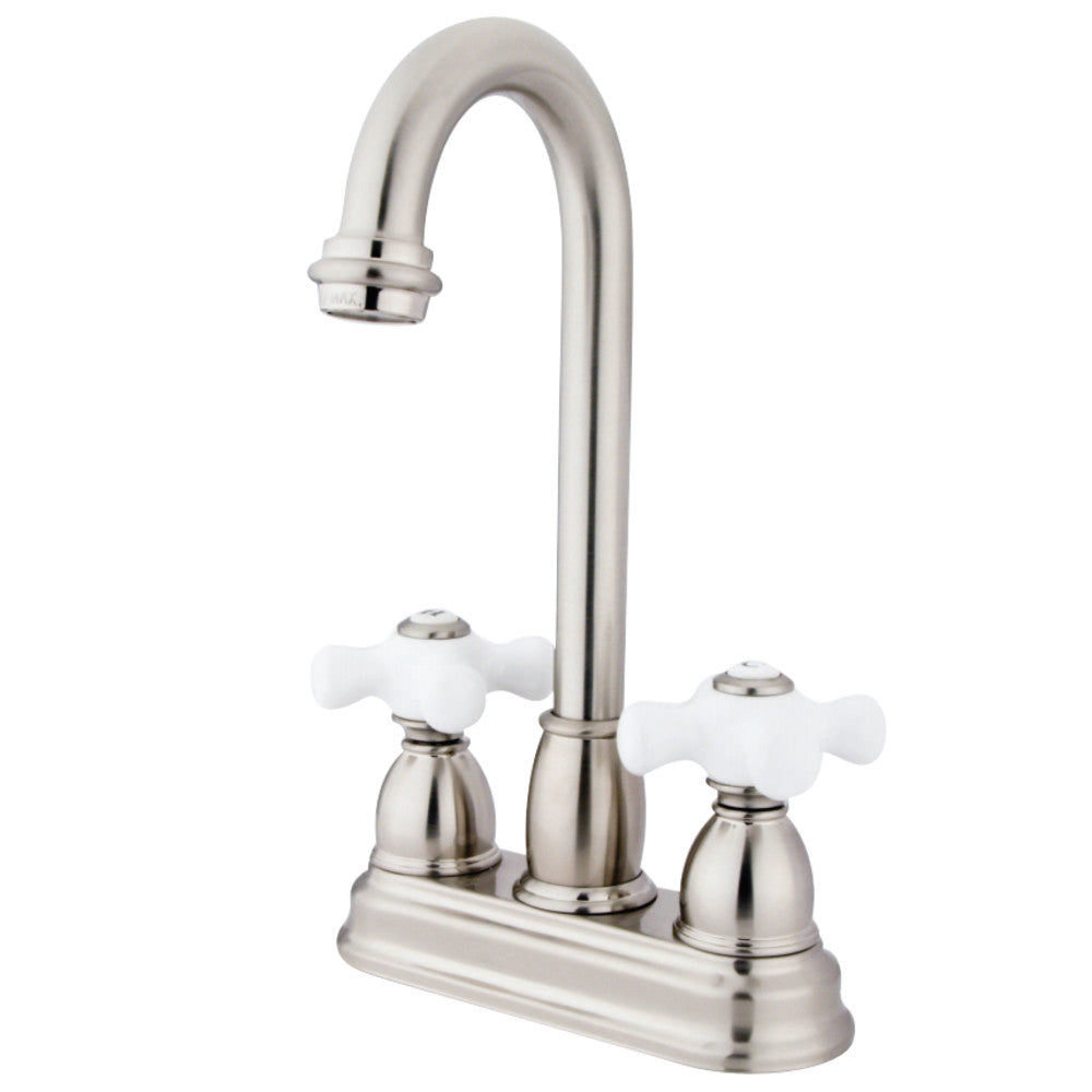 Kingston Brass KB3498PX Restoration 4" Centerset Bar Faucet, Brushed Nickel - BNGBath