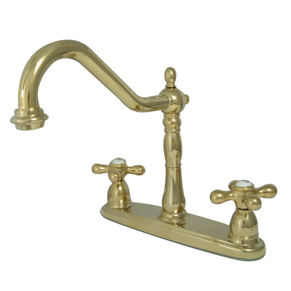 Kingston Brass KB1792AXLS Widespread Kitchen Faucet, Polished Brass - BNGBath