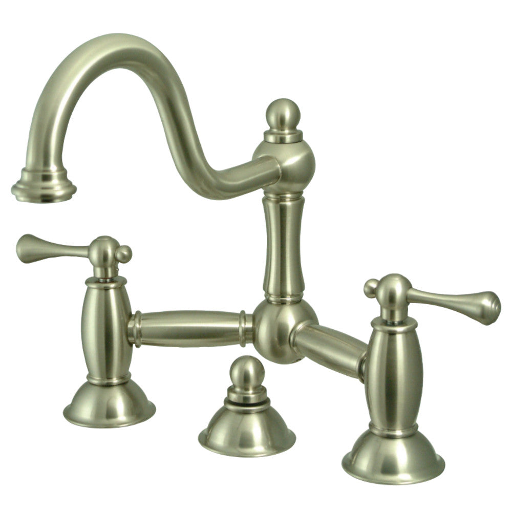 Kingston Brass KS3918BL Restoration Bathroom Bridge Faucet, Brushed Nickel - BNGBath