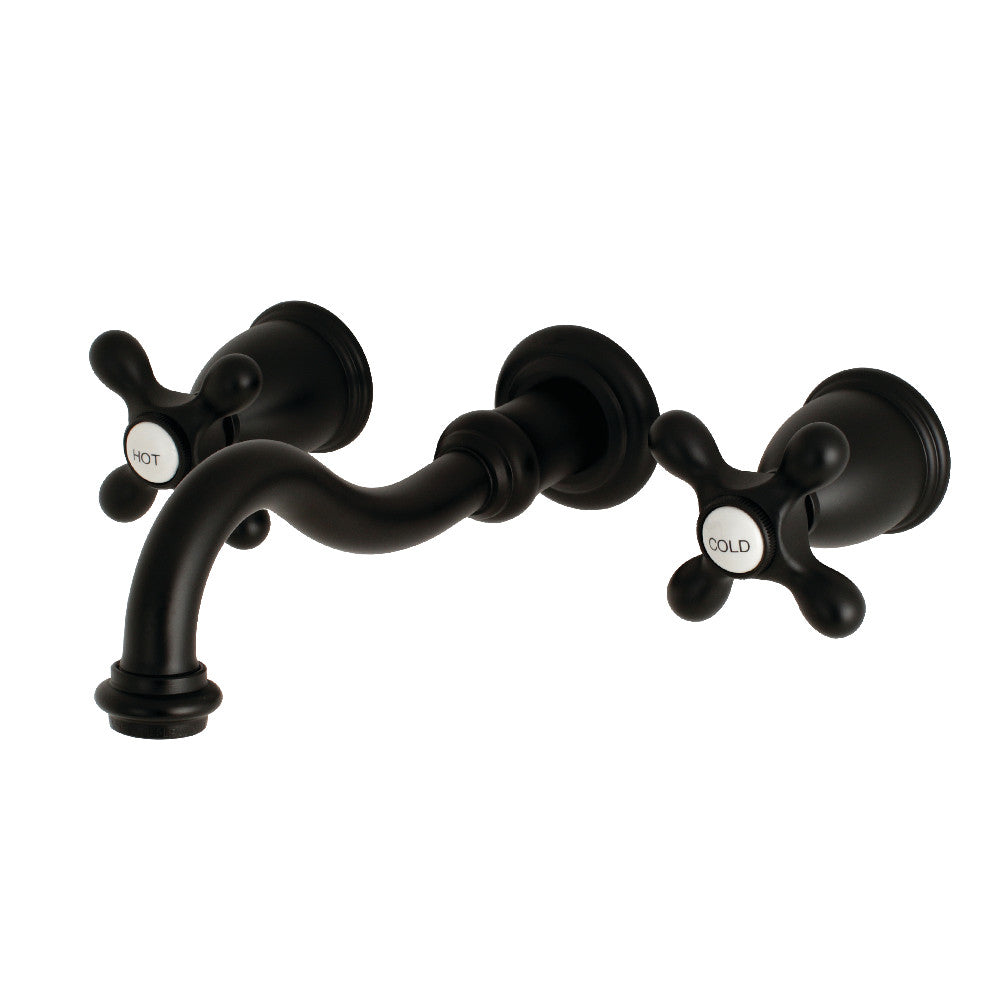 Kingston Brass KS3120AX Vintage 2-Handle Wall Mount Bathroom Faucet, Matte Black - BNGBath