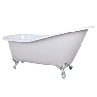 Thumbnail for Aqua Eden NHVCTND653129B1 61-Inch Cast Iron Single Slipper Clawfoot Tub (No Faucet Drillings), White/Polished Chrome - BNGBath