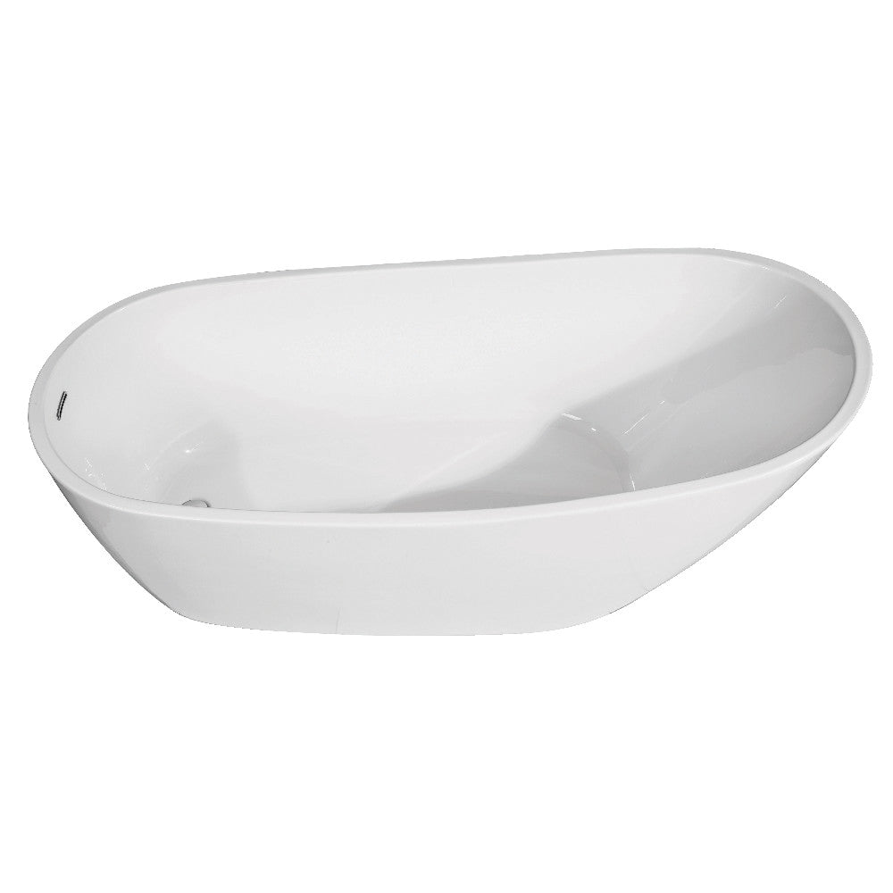 Aqua Eden VTRS542827 54-Inch Acrylic Single Slipper Freestanding Tub with Drain, White - BNGBath