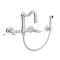 Thumbnail for ROHL Acqui Wall Mount Column Spout Bridge Kitchen Faucet with Sidespray - BNGBath