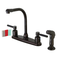 Thumbnail for Kingston Brass FB755DKLSP Kaiser 8-Inch Centerset Kitchen Faucet with Sprayer, Oil Rubbed Bronze - BNGBath