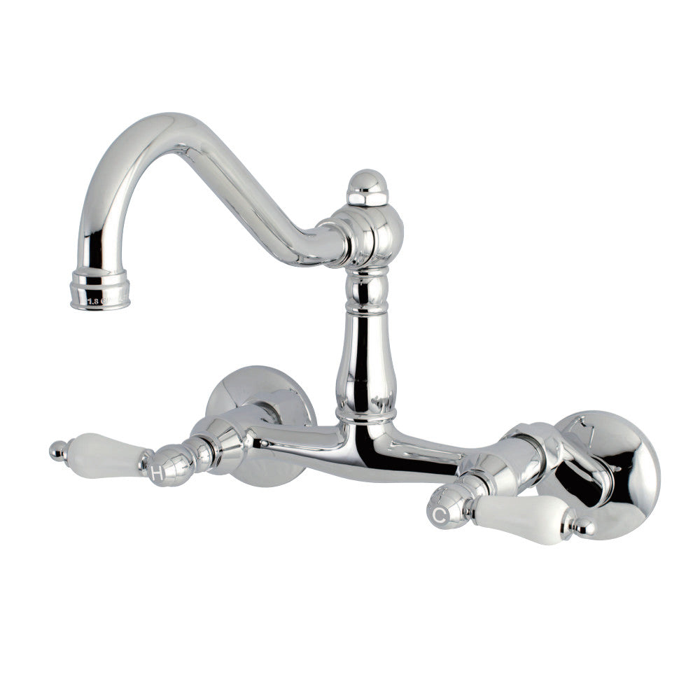 Kingston Brass KS3221PL Vintage 6" Adjustable Center Wall Mount Kitchen Faucet, Polished Chrome - BNGBath