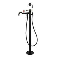 Thumbnail for Kingston Brass KS7130DKL Kaiser Freestanding Tub Faucet with Hand Shower, Matte Black - BNGBath