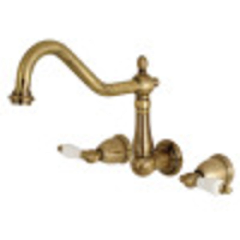 Kingston Brass KS1283PL Wall Mount Kitchen Faucet, Antique Brass - BNGBath