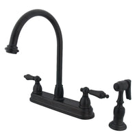 Thumbnail for Kingston Brass KB3755ALBS Restoration 8-Inch Centerset Kitchen Faucet, Oil Rubbed Bronze - BNGBath