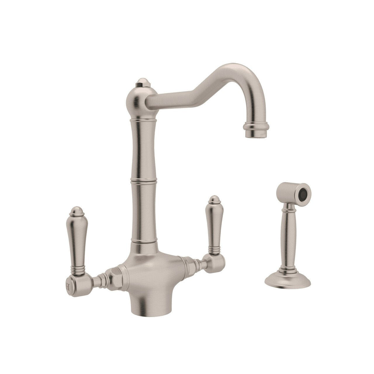 ROHL Acqui Single Hole Column Spout Kitchen Faucet with Sidespray - BNGBath