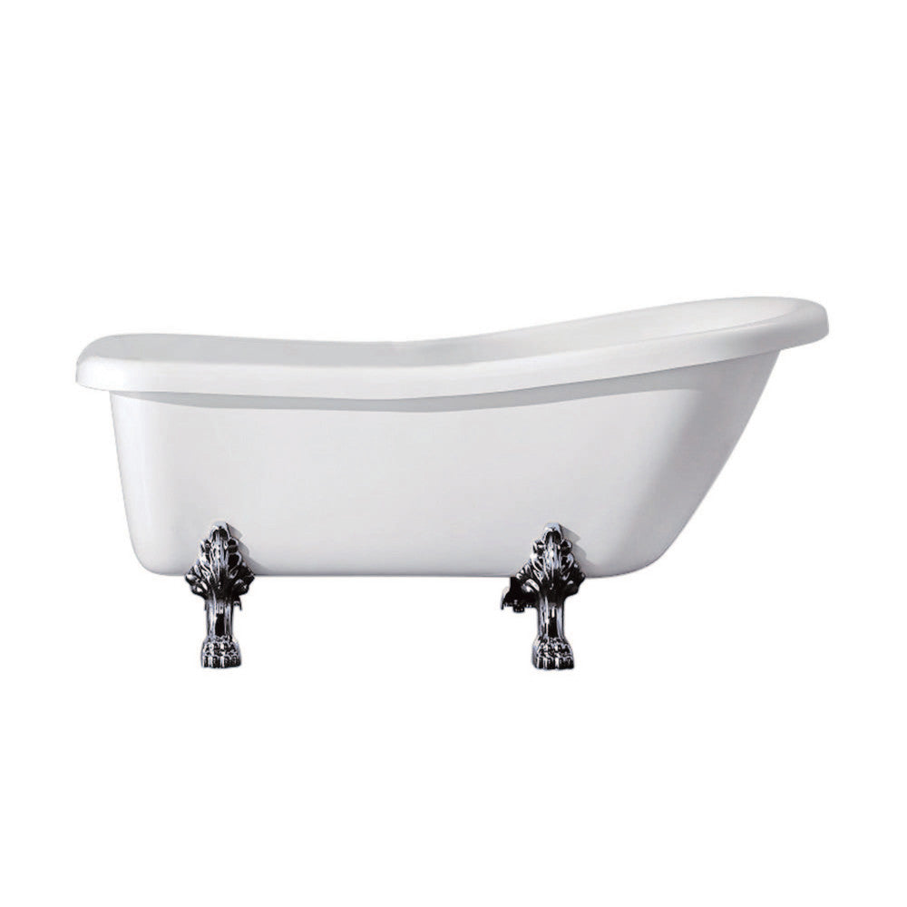 Aqua Eden VT7DE672826C1 67-Inch Acrylic Single Slipper Clawfoot Tub with 7-Inch Faucet Drillings, White/Polished Chrome - BNGBath