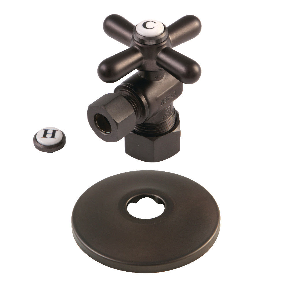 Kingston Brass CC53305XK 5/8-Inch X 3/8-Inch OD Comp Quarter-Turn Angle Stop Valve with Flange, Oil Rubbed Bronze - BNGBath