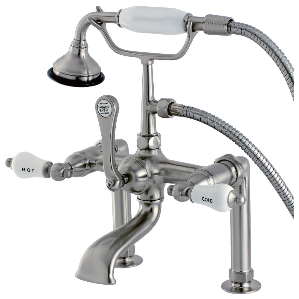 Kingston Brass AE107T8 Auqa Vintage Deck Mount Clawfoot Tub Faucet, Brushed Nickel - BNGBath