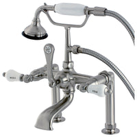 Thumbnail for Kingston Brass AE107T8 Auqa Vintage Deck Mount Clawfoot Tub Faucet, Brushed Nickel - BNGBath