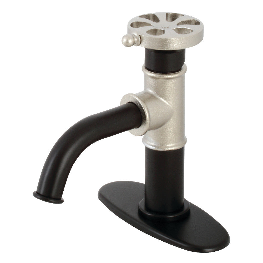 Kingston Brass KSD2826RX Belknap Single-Handle Bathroom Faucet with Push Pop-Up, Matte Black/Polished Nickel - BNGBath