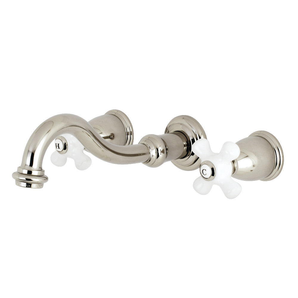 Kingston Brass KS3126PX Vintage 2-Handle Wall Mount Bathroom Faucet, Polished Nickel - BNGBath