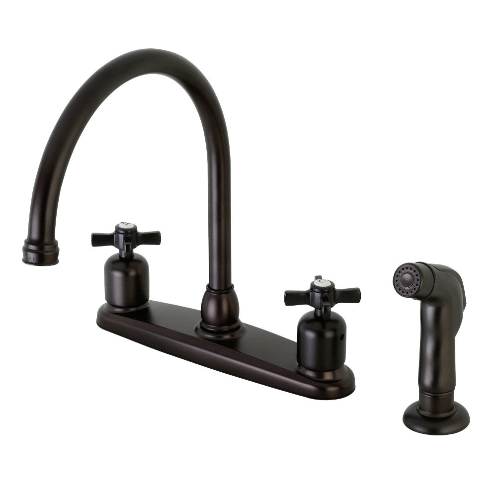 Kingston Brass FB795ZXSP Millennium 8-Inch Centerset Kitchen Faucet with Sprayer, Oil Rubbed Bronze - BNGBath