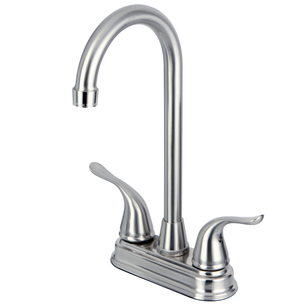 Kingston Brass KB2498YL Two Handle 4-inch Centerset Bar Faucet, Brushed Nickel - BNGBath