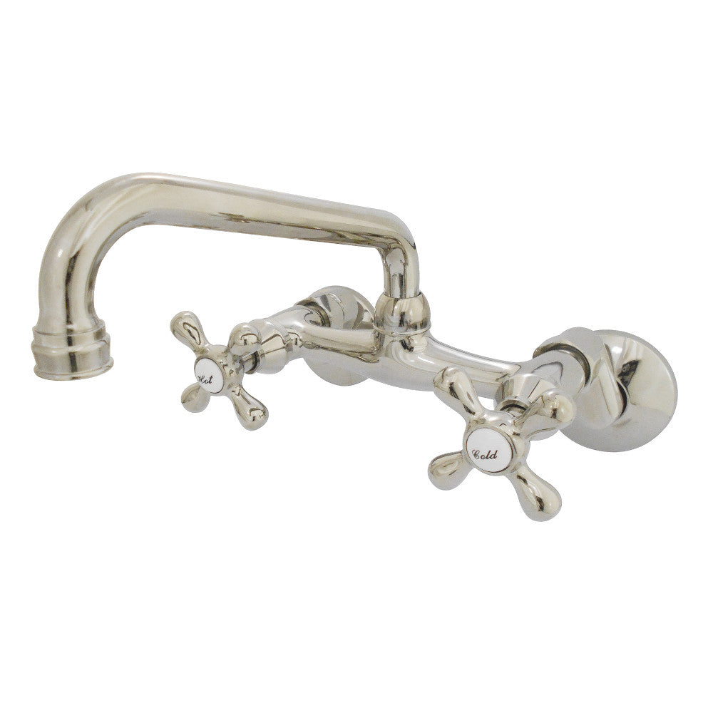 Kingston Brass KS213PN Kingston Two Handle Wall Mount Kitchen Faucet, Polished Nickel - BNGBath