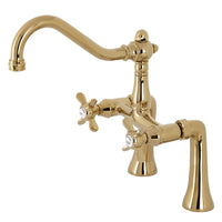 Thumbnail for Kingston Brass KS3232BEX Essex 7-Inch Center Deck Mount Clawfoot Tub Faucet, Polished Brass - BNGBath