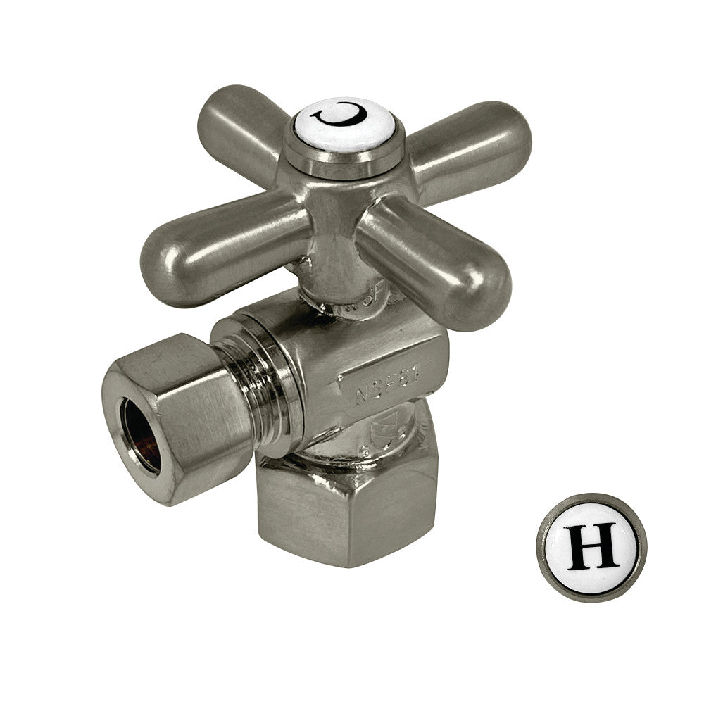 Kingston Brass CC43108X Quarter Turn Valve (1/2" FIP X 3/8" O.D. Compression), Brushed Nickel - BNGBath