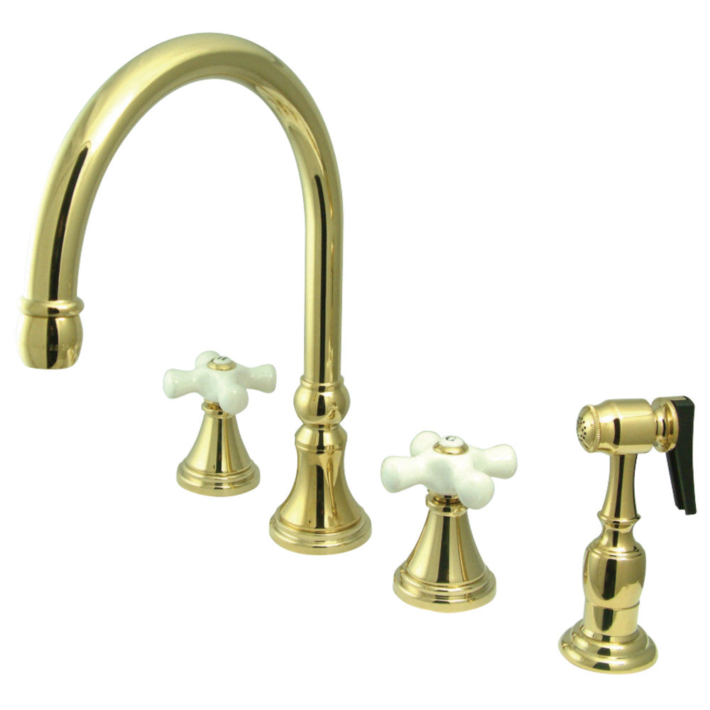 Kingston Brass KS2792PXBS Widespread Kitchen Faucet, Polished Brass - BNGBath