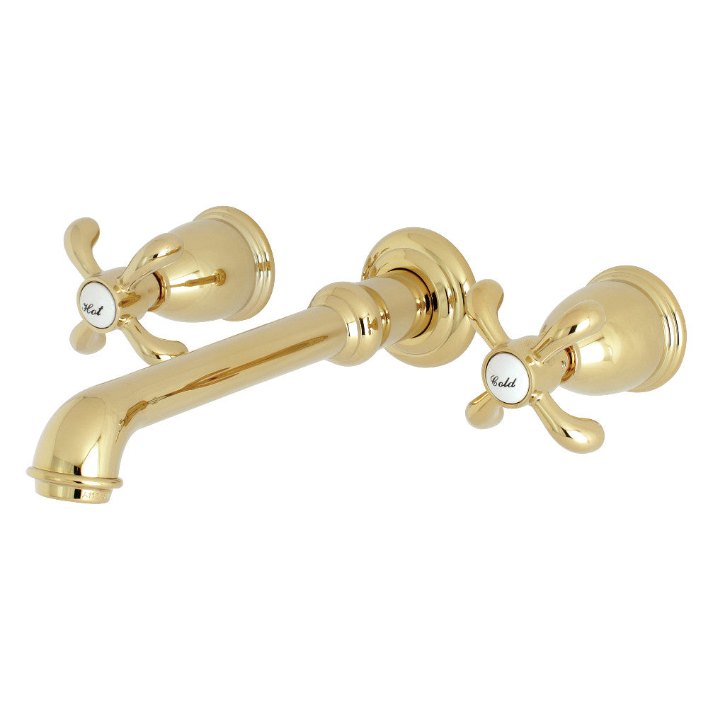 Kingston Brass KS7122TX 8-Inch Center Wall Mount Bathroom Faucet, Polished Brass - BNGBath