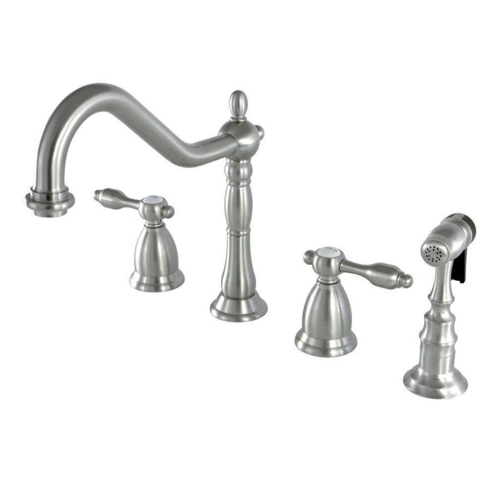 Kingston Brass KS1798TALBS Widespread Kitchen Faucet, Brushed Nickel - BNGBath