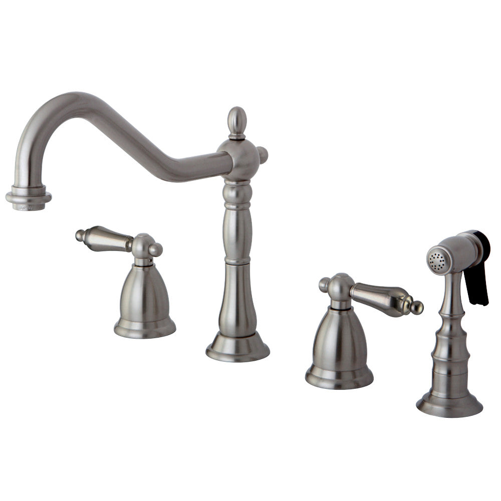 Kingston Brass KS1798ALBS Widespread Kitchen Faucet, Brushed Nickel - BNGBath