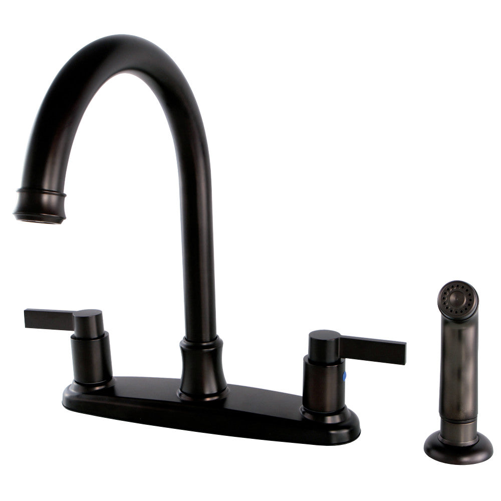 Kingston Brass FB7795NDLSP NuvoFusion 8-Inch Centerset Kitchen Faucet with Sprayer, Oil Rubbed Bronze - BNGBath