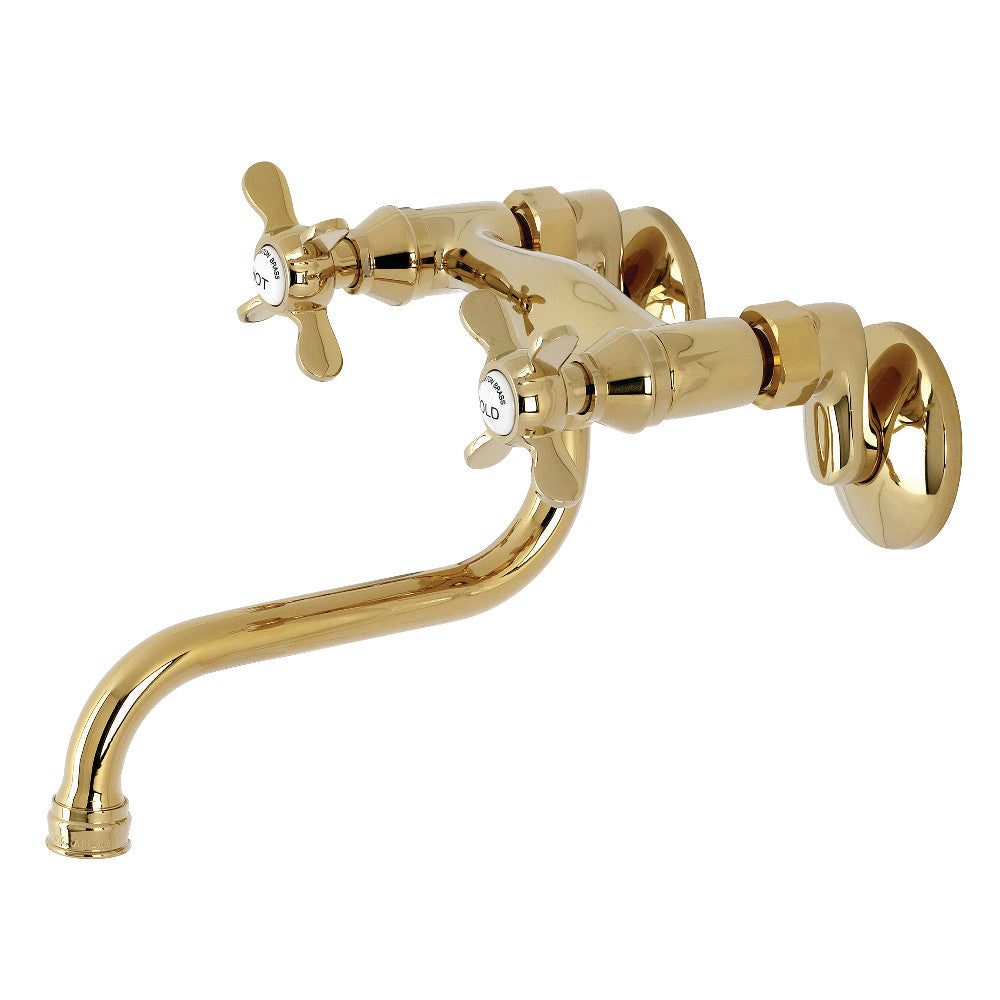 Kingston Brass KS116PB Essex Two Handle Wall Mount Bathroom Faucet, Polished Brass - BNGBath