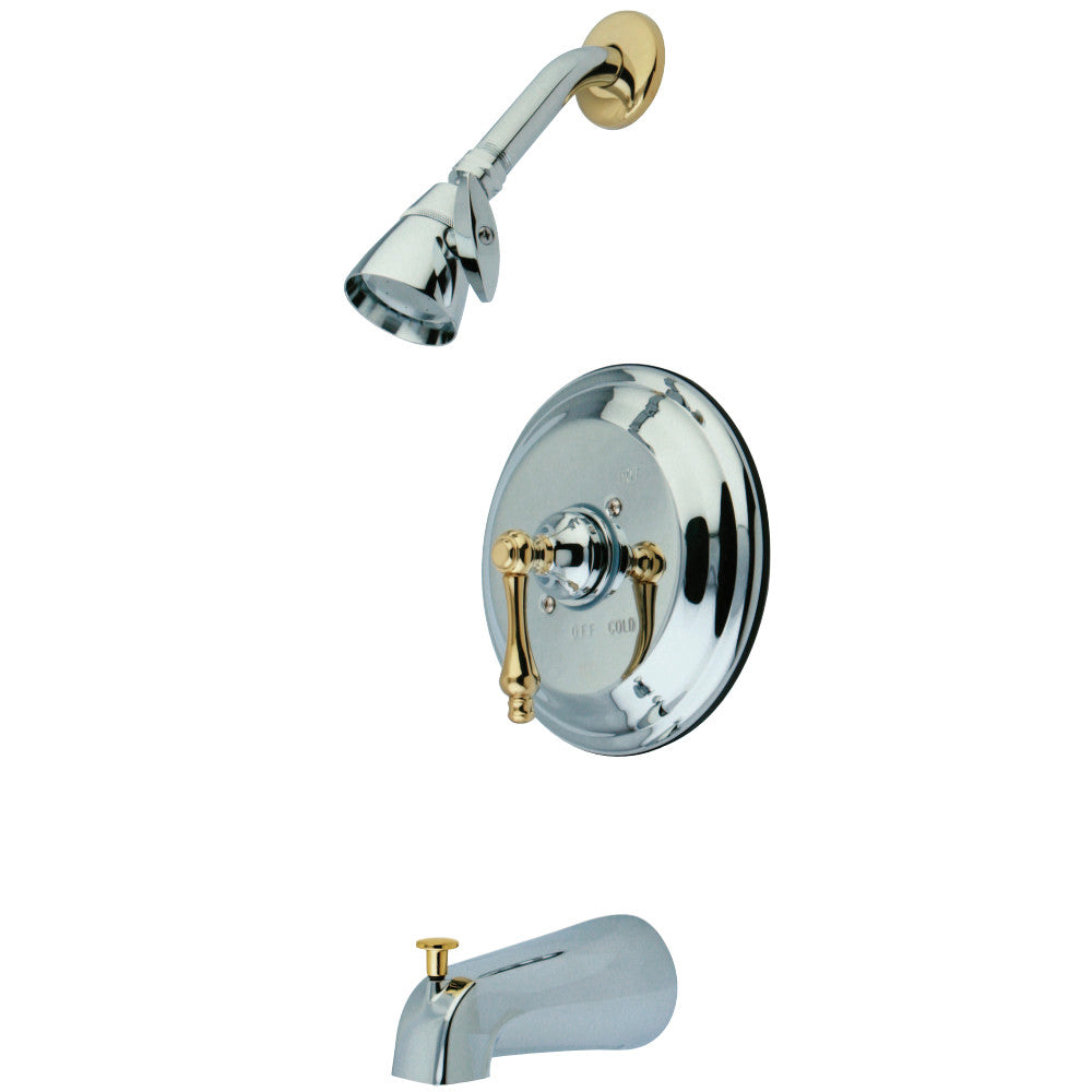 Kingston Brass KB3634AL Restoration Tub & Shower Faucet, Polished Chrome with Polished Brass Trim - BNGBath